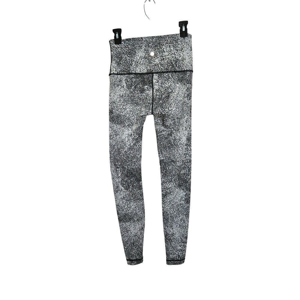 Lululemon Wunder Under Pant Hi-Rise Luon Spray Jacquard White Black Sz 8 Medium - Picture 3 of 6